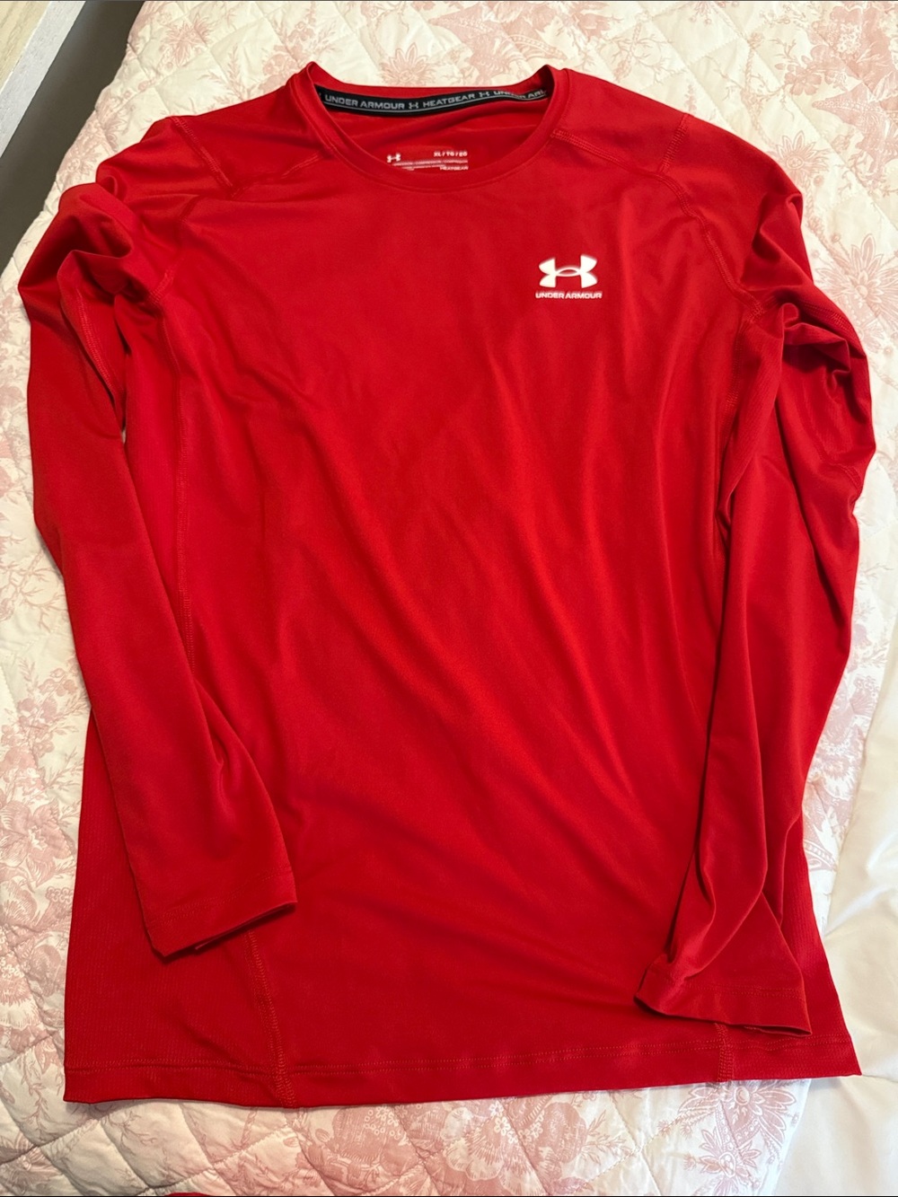Under Armour Women's Long-Sleeve HeatGear Performance Top - Red with White Logo